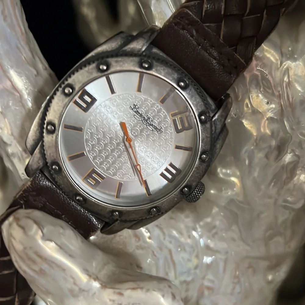 Lucky Brand Mens Watch With Brown Leather Braided Band.
